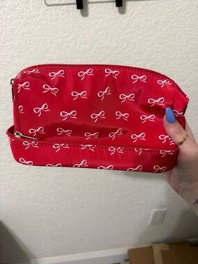 Red Bow Print Cosmetic Pouch - Women Bags